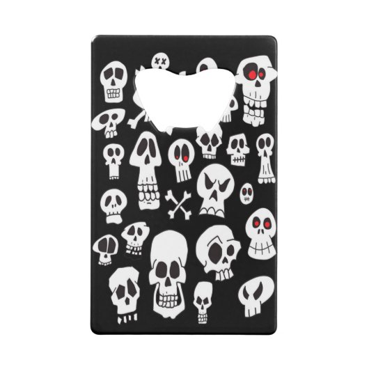 Fun Cute Hand Drawn Skulls Creditkaart Flessenopener (Achterkant)
