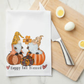 Fun Cute Happy Herfst Blessed Gnomes Theedoek (Quarter Fold)
