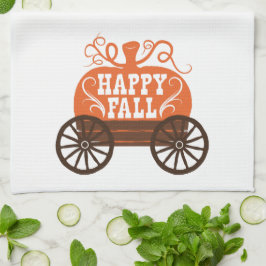 Fun Cute Happy Herfst Wagon Pumpkin Kitchen Towel Theedoek