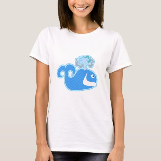 Fun Cute Happy Whale Cartoon Character T-shirt (Voorkant)
