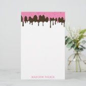 Fun Cute Ice Cream Drift Personal Stationery Paper Briefpapier (Staand voorkant)