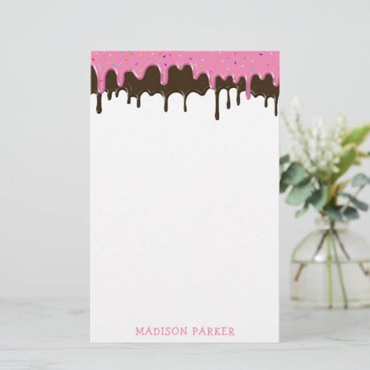 Fun Cute Ice Cream Drift Personal Stationery Paper Briefpapier (Staand voorkant)