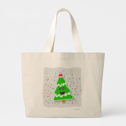 Fun Cute Kawaii Kerstfeestdag - Teken T Grote Tote Bag (Achterkant)