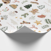 Fun Cute Kerstmis Waterverf Accesft Gift Cadeaupapier (Hoek)