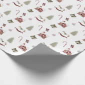 Fun Cute Kerstmis Waterverf Accu 2 Cft Cadeaupapier (Hoek)