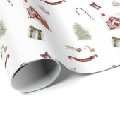 Fun Cute Kerstmis Waterverf Accu 2 Cft Cadeaupapier (Rol Hoek)