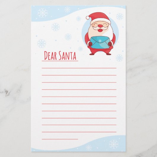 Fun Cute Letter to Beste Santa Claus-sjabloon Briefpapier (Voorkant)