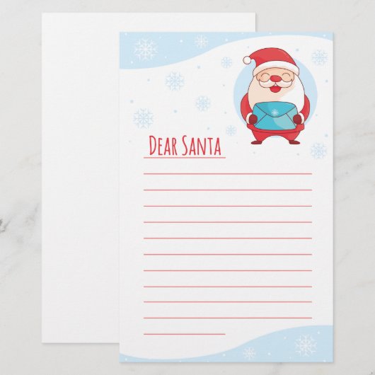 Fun Cute Letter to Beste Santa Claus-sjabloon Briefpapier (Voorkant / Achterkant)