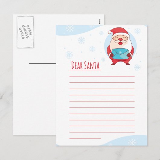 Fun Cute Letter to Beste Santa Claus-sjabloon Feestdagenkaart (Voorkant / Achterkant)