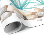 Fun Cute Llama, Dog, Owl Blauwgroen woestijn Cadeaupapier (Rol Hoek)