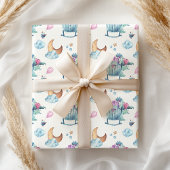 Fun Cute Lullaby Moon Sheep Clouds Baby Inpakpapier Vel