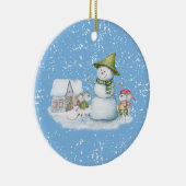 Fun Cute Merry Kerstmis Snow Holiday Keramisch Ornament (Rechts)