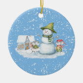 Fun Cute Merry Kerstmis Snow Holiday Keramisch Ornament (Voorkant)