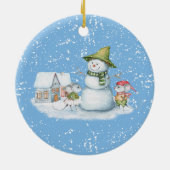 Fun Cute Merry Kerstmis Snow Holiday Keramisch Ornament (Achterkant)