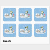 Fun Cute Merry Kerstmis Snow Holiday Vierkante Sticker (Vel)