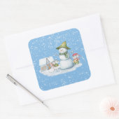 Fun Cute Merry Kerstmis Snow Holiday Vierkante Sticker (Envelop)