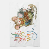 Fun Cute Mice Sleigh Jingle helemaal Glitter Theedoek (Verticaal)