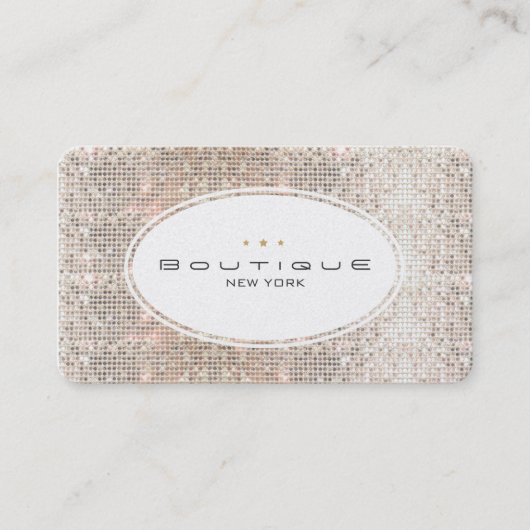 Fun & Cute Mode Boutique Faux Silver Sequins Visitekaartje (Voorkant)