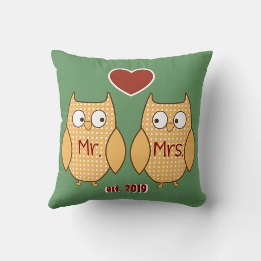 Fun Cute Mr. & Mrs Owl Personalized Kussen (Achterkant)