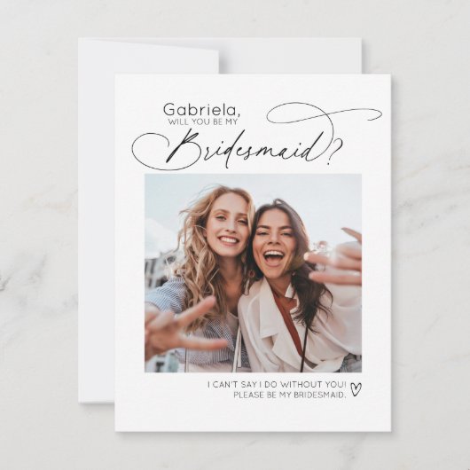 Fun Cute Photo Bridesmaid proposal Kaart Sjabloon (Voorkant)