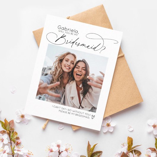 Fun Cute Photo Bridesmaid proposal Kaart Sjabloon