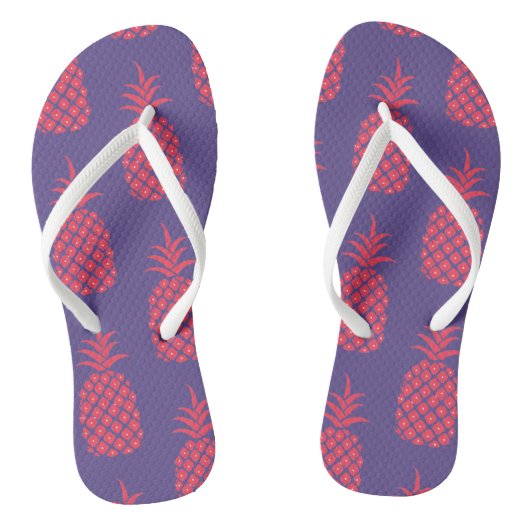 Fun Cute Pineapple Colorful Beach Paars Koral Teenslippers (Voetbed)