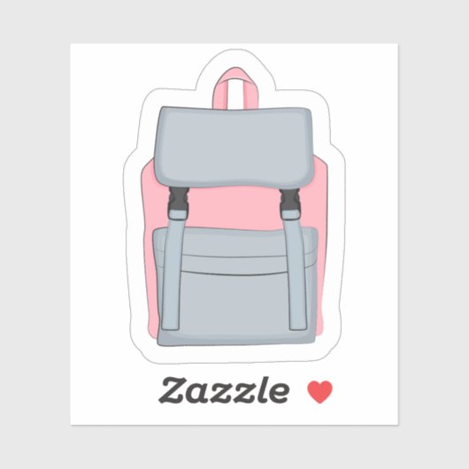 Fun Cute Pink Girly Backpack School Sticker (Vel)