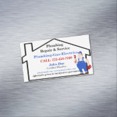 Fun Cute Plumbing Plumber Handyman Magnetisch Visitekaartje (Voorbeeld)