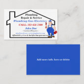 Fun Cute Plumbing Plumber Handyman Visitekaartje (Voorkant / Achterkant)