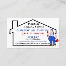 Fun Cute Plumbing Plumber Handyman Visitekaartje