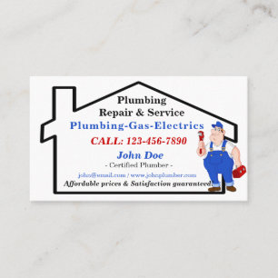 Fun Cute Plumbing Plumber Handyman Visitekaartje