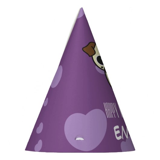 Fun & Cute Pug Paars Heart Design Feesthoedjes (Links)