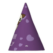 Fun & Cute Pug Paars Heart Design Feesthoedjes (Rechts)