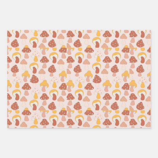 Fun Cute Retro Design Flower Mushroom Inpakpapier Vel (Voorkant 3)
