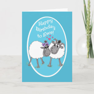 Fun Cute Sheep Happy Birthday to Ewe Card Kaart