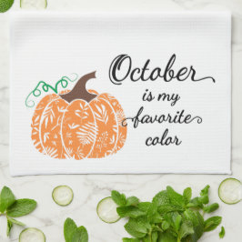 Fun Cute Sinaasappel Oktober Pumpkin Herfst Kitche Theedoek