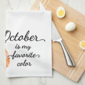 Fun Cute Sinaasappel Oktober Pumpkin Herfst Kitche Theedoek (Quarter Fold)