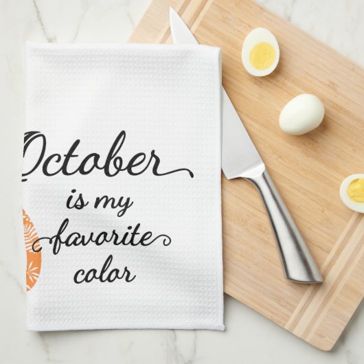 Fun Cute Sinaasappel Oktober Pumpkin Herfst Kitche Theedoek (Quarter Fold)