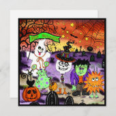 Fun Cute Spooky Ghost Halloween Feestdagenkaart (Voorkant / Achterkant)