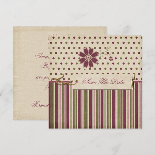 Fun Cute Stripes Stip Save the Date (Voorkant / Achterkant)