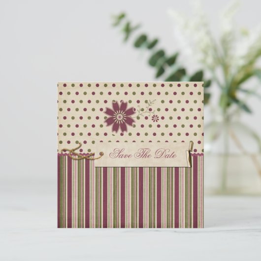 Fun Cute Stripes Stip Save the Date (Staand voorkant)