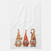 Fun Cute Three Gnomen Oranje Herfst Theedoek (Verticaal)