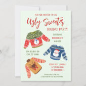 Fun Cute Ugly Sweater kerst Party Uitnodiging (Voorkant)