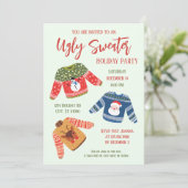 Fun Cute Ugly Sweater kerst Party Uitnodiging (Staand voorkant)
