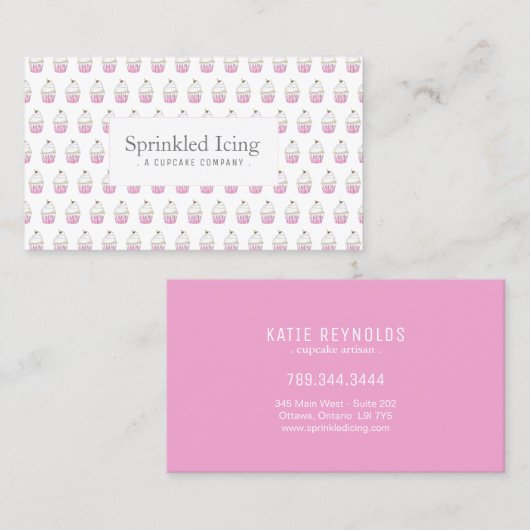 Fun Cute Unicorn Rainbow Cupcake Visitekaartje (Voorkant / Achterkant)