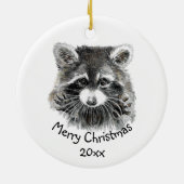 Fun Cute Waterverf Raccoon Animal Natuur Fun Cera Keramisch Ornament (Achterkant)