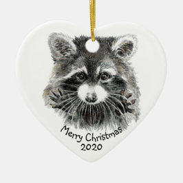 Fun Cute Waterverf Raccoon Animal Natuur Fun Keramisch Ornament