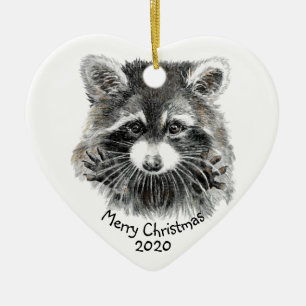 Fun Cute Waterverf Raccoon Animal Natuur Fun Keramisch Ornament
