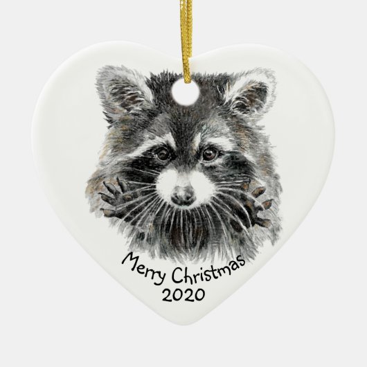 Fun Cute Waterverf Raccoon Animal Natuur Fun Keramisch Ornament (Voorkant)
