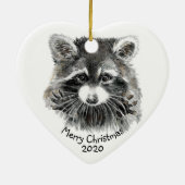 Fun Cute Waterverf Raccoon Animal Natuur Fun Keramisch Ornament (Achterkant)